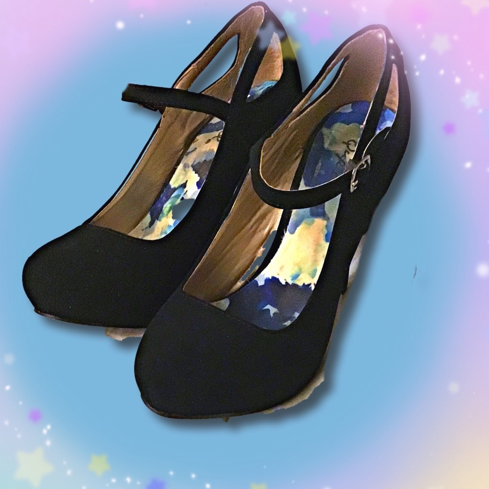 Quipid Black Velvet Mary Janes